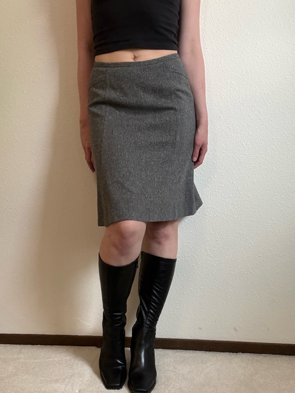Vintage Ann Taylor Wool Blend Midi Skirt 90s Minimalist Feminine Coquette